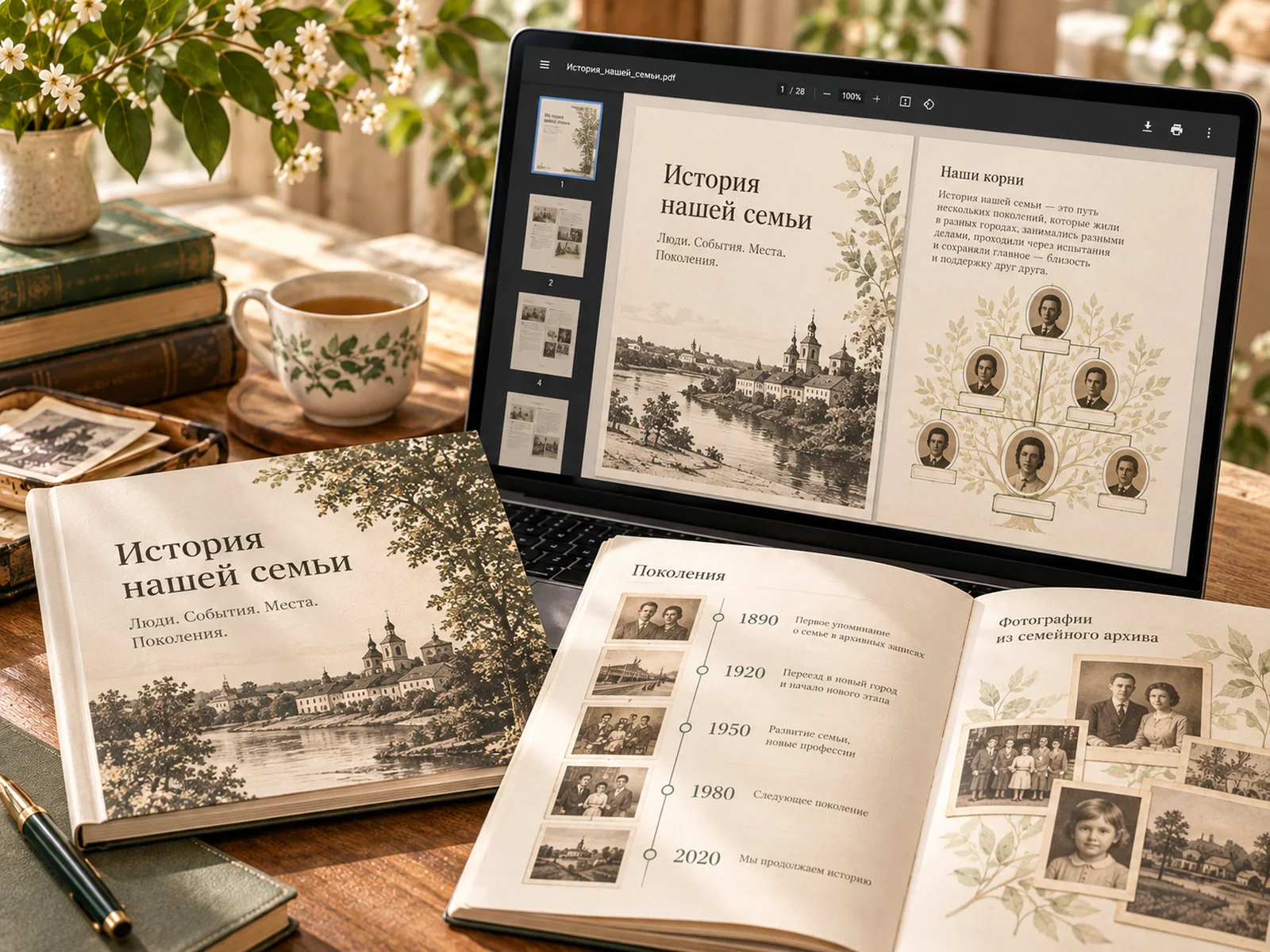 Условный пример семейной истории в PDF
