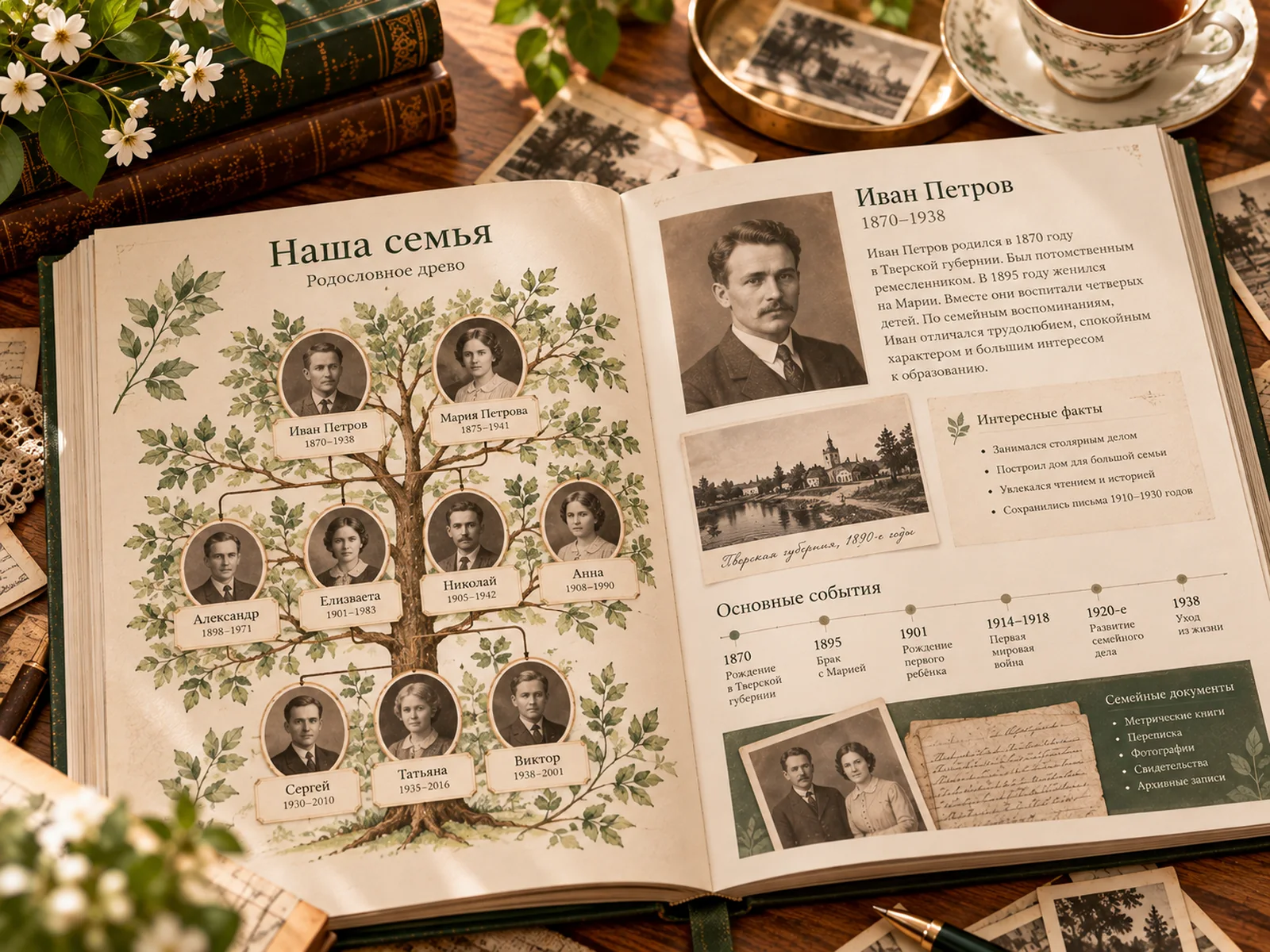 Условный пример оформления родословной книги