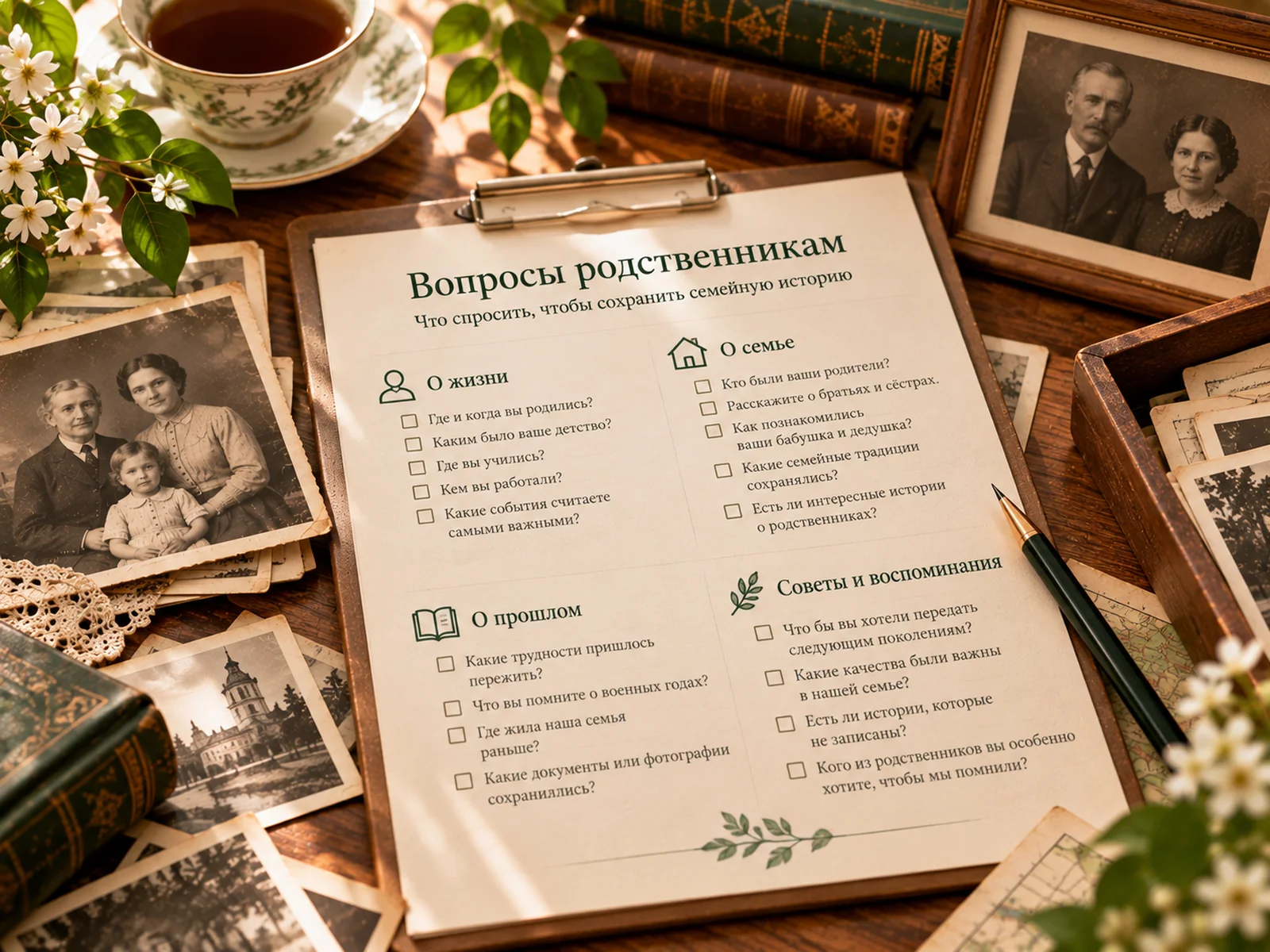 Условный пример списка вопросов родственникам